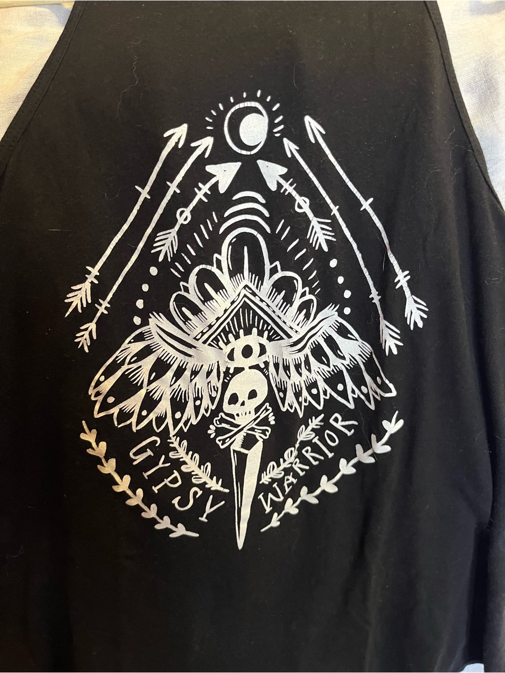 Gypsy Warrior Black Tank Top with White Label pTP 17”